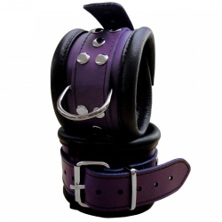Luxury Black-Purple padded Leather wrist cuffs - os-0101-2l
