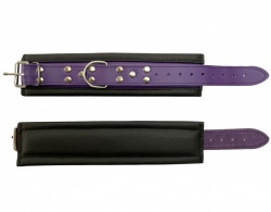 Luxury Black-Purple padded Leather Feettcuffs - os-0101-3l