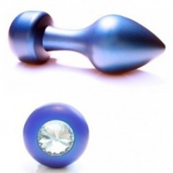 Blue Aluminum Butt Plug Jewelry Crystal  - bhs-089