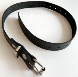 Smalle zwarte lederen collar - os-pet998db-leather