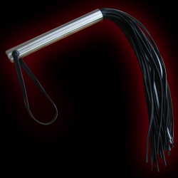 Leather whip with RVS handle - os-whip-rvs