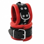 Leather Wrist Cuffs Black-Red 2.6 inch width - os-0101-2r