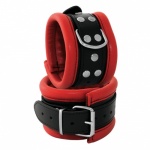 Leather Feettcuffs Black-Red 2.6 inch width - os-0101-3r