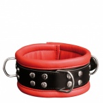 Luxury Black-Red padded Leather Collar - os-0101-1r