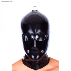 Latex Heren Systeem Masker met Rits en D-ring van Latexa - la-3325