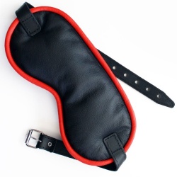 Leather Black-Red Blindfold with soft padding - os-0506