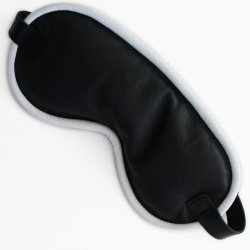 Leather Black-White Blindfold with soft padding - os-0345bw