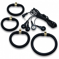 Rimba Electro set silicone cock rings. uni polar - ri-7872