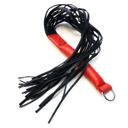 Saxos Lederen Flogger met Flexibele Grip (Rood/Zwart) - os-0430-r