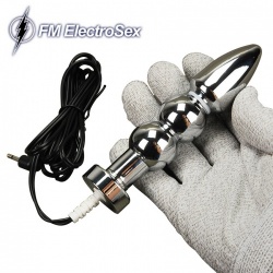 Electro-sex Metal Anus & vaginal 2-Bullet Plug - bhs-352