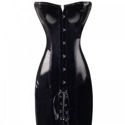 Black PVC corset Dress - mae-cl-019b