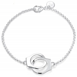 Silver Plated Handcuffs Bracelet - mae-cl-024