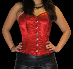 Carmen rood satijn bovenborst corset - car-tx2-036-red