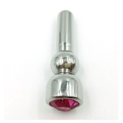 Metal Jewel Penis Head Plug - Pink  - mae-sm-090p