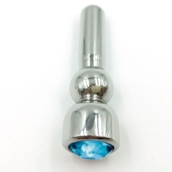 Metal Jewel Penis Head Plug - Blue - mae-sm-090b