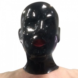 Heavy latex hood with mouth sheath tongue - mae-sm-107