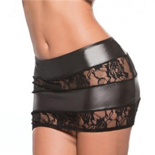 MAE-Wear Wetlook & Lace miniskirt - mae-cl-163