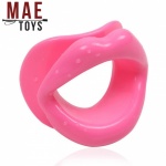 MAE-Toys Silicone Open Mouth Gag Pink - mae-sm-167p