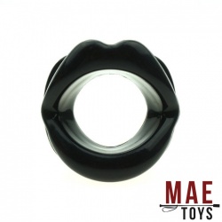 MAE-Toys Silicone Open Mouth Gag Black - mae-sm-167b