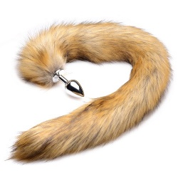  Brown Extra Long Mink Tail with Metal Anal Plug - opr-3330031