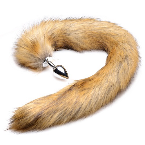 Extra Lange Mink Tail met Metalen Anaal Plug Bruin - opr-3330031