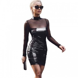 Long Sleeve Mesh Party Dress - mae-cl-012