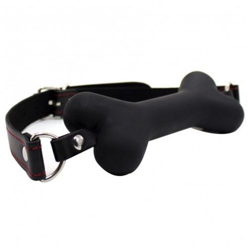 MAE-Toys Silicone Bone Gag Black - mae-sm-194b