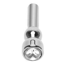 Stainless Steel Jewel Penis Head Plug - Crystal - mae-sm-090c