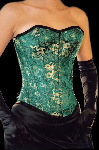 Groen zijden drakenprint corset - et-ec007-draakseid-grn-plus