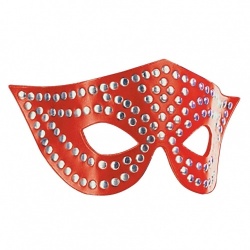 Spaltleder Augenmaske mit Nietenverzierung - le-335-red
