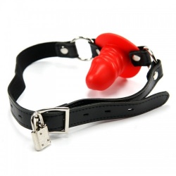 MAE-Toys Red Silicone Lockable Penis Gag - mae-sm-008red