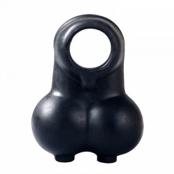 MAE-Toys Black Silicone Ball Stretcher with Cock Ring - mae-ty-001blk