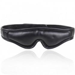 Padded Black PU-Leather Blindfold - mae-sm-012blk