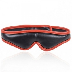 MAE-Toys Padded Black/Red PU-Leather Blindfold - mae-sm-012blk/red