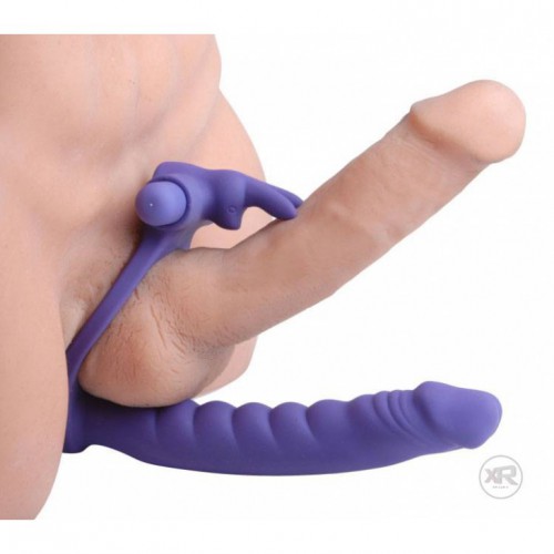 Strap-on dildo with vibrating cock ring "Double Delight" - or-05834480000
