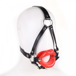MAE-Toys Rubber Lips Open Mouth Gag Harness - mae-sm-014