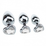 3-delige RVS Heart-Jewel Plug set - mae-ty-007