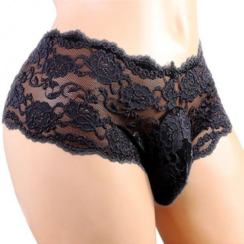 Men's Black Lace Panties - mae-cl-027