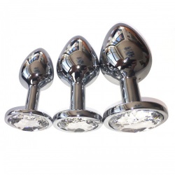 3-teiliges Edelstahl Rundes-Jewel Plug Set - mae-ty-007r