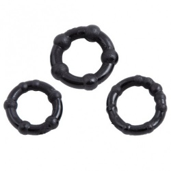 Stay Hard Zwarte Beaded Cockrings (Set van 3) - 211800031