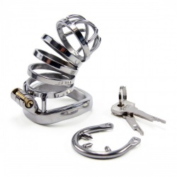 Steel Chastity Cage with Spiked Ring by MAE-Toys - mae-sm-074-l