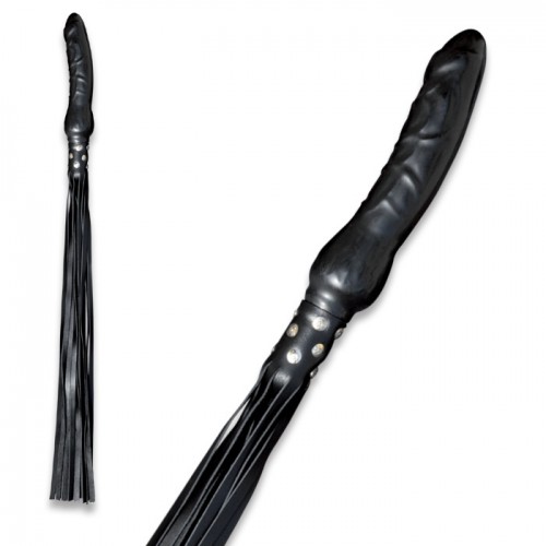 Leather Flogger with Dildo Grip by Saxos - os-0146-s
