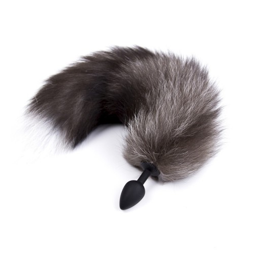 Black and Grey Silicone Fox Tail by MAE-Toys - mae-ty-037