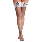 Black-white stockings in net/lace design  - mae-cl-015wht