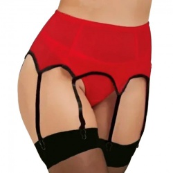 Vintage Style Suspender Belt Mesh - Red by MAE-Wear - mae-cl-118red