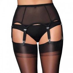 Vintage Style Suspender Belt - Black mesh by MAE-Wear - mae-cl-118blkm