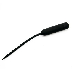 Silicone Black Beaded Urethral Vibrator - 5.5mm by MAE-Toys - mae-sm-215-blk