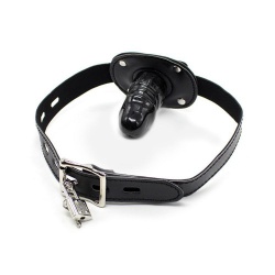 Black Lockable mouth gag with short Penis - opr-3010032