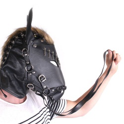 Horse Mask Black Leather - opr-2960047