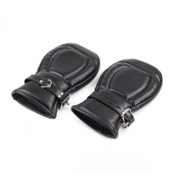 Black PU-Leather BDSM Mitts by Kiotos  - opr-321001